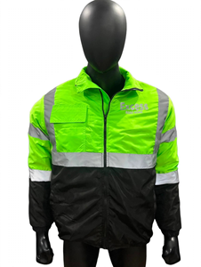 <b>Men</b> High Visibility <b>Reflective</b> Strip <b>Jacket</b> Water Resistant Polyester CE Certified Stand Collar Long Sleeve Zipper Workwear - Product Image 1