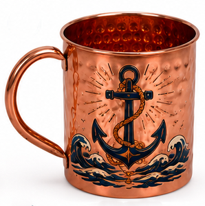 Handcrafted Hammered Copper <b>Mug</b> with Anchor Design Pure Copper Drinking <b>Mug</b> Moscow Mule <b>Mug</b> Nautical Marine Copper Cup - Product Image 4