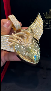 จี้รูปปีกหัวใจกลไกแข็งแรงที่สุด เงินแท้ 925 ชุบทอง  พร้อมสร้อยคอแบบฮิปฮอป ชุบทองคำชมพู/เงิน  จี้สำหรับทุกเพศ - Product Image 3