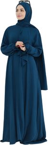 Abaya Hijab pour femmes, robe longue à manches longues, couleur unie, robe modeste, tenue quotidienne, style Moyen-Orient, polyester, coupe ample - Product Image 4