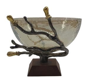 Frutero Decorativo de Latón con Diseño Artístico de Ramas y Flores, Base Metálica, Centro de Mesa de Lujo para Bodas y Pascua, Jarrón Decorativo para el Hogar - Product Image 1