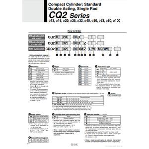 Cylindre compact pneumatique SMC CQ2A25-20DM pièces pneumatiques de haute qualité - Product Image 3