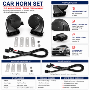 แตรหอยโข่งไฟฟ้า ความถี่สูง 105-115dB แบบ 2 ทาง วัสดุ ABS ขดลวดทองแดง สำหรับรถยนต์ ใช้แทนของเดิม OEM ODM 12V - Product Image 2