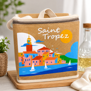 Sac isotherme en jute écologique |   Sac isotherme pour pique-nique et transport de repas |   Poignée en coton réutilisable, qualité OEM, exportation Inde - Product Image 3