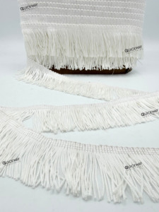 Ribete de Flecos de Cadena de Poliéster Blanco, Borla de Encaje para Prendas y Manualidades - Product Image 3