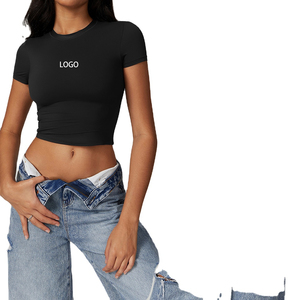 T-shirts décontractés pour femmes, col rond, manches courtes, 100% coton, écologiques, séchage rapide, respirants, toutes saisons, 220g, élastiques - Product Image 1