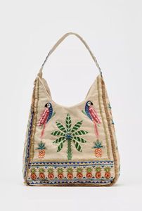 Colorful <b>Crab</b> Embroidered Tote Bag Ocean Theme Beach Shoulder Bag - Product Image 3