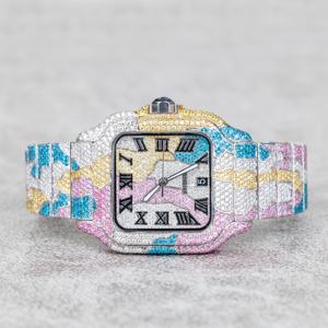 Colourful Moissanite Luxury High Quality Automatic <b>Mechanical</b> VVS DE Colour Moissanite Unique Men's Hip Hop <b>Watch</b> - Product Image 1
