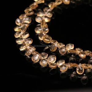 Natural <b>Beer</b> Quartz Faceted Pear Beads 5MM 7MM Gemstone Briolette Beads 6 inch Strand For Jewelry Making in Wholesale Bulk Price - Product Image 3