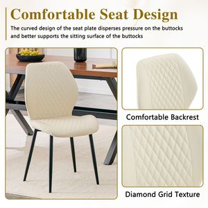 Set di 4 Sedie da Pranzo Moderne di Lusso in PU Trapuntato Bianco Diamantato con Gambe in Metallo Nero per Sedute Imbottite - Product Image 4