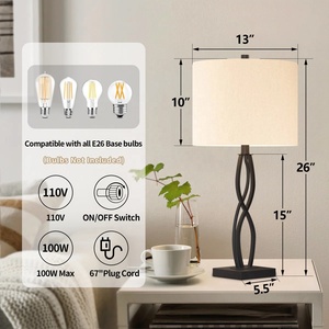 Infinity Twist Metal Table Lamp with Linen <b>Drum</b> <b>Shade</b> Durable Iron Construction Warm Ambient <b>Lighting</b> for Luxury Interiors - Product Image 4