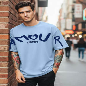 Camiseta de Algodón para Hombre, Gruesa, de Lujo, Holgada, con Hombros Caídos, Diseño de Logotipo Personalizado, Estilo Cuadrado, Camiseta Urbana para Hombre - Product Image 3