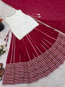 Ensemble Lehenga Choli brodé en soie avec dupatta, robe de soirée traditionnelle pour femmes, longueur au sol, style Inde Pakistan - Product Image 4