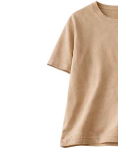 Camiseta de Mujer Color Beige Arena Personalizada con Bordado Floral Minimalista, Cuello Redondo, Algodón Suave, Manga Corta, Informal, Ligera, para Verano - Product Image 4
