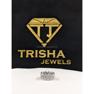 Anillo de banda de hip hop con diamantes de moissanita VVS, plata de ley 925, estilo Iced Out, joyería de lujo de Trisha Jewels - Product Image 2