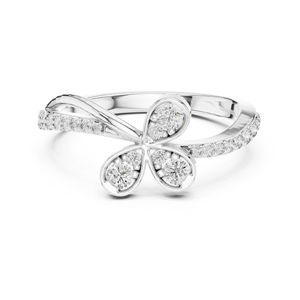 แหวนเพชรทรงกลมทองคำขาว 14K สำหรับผู้หญิง |   ของขวัญวันครบรอบ |   เพชรที่เพิ่งเพาะเลี้ยง - Product Image 1