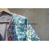 Veste réversible boutonnée matelassée en coton 100% tricoté, style kimono vintage à manches longues, imprimé artisanal, nouvelle collection hiver pour femmes indiennes