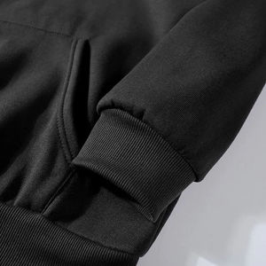 Sweat-shirt à capuche zippé noir pour homme, manches raglan, avec poches, couleur unie, coupe oversize, 100 % coton, écologique, marque personnalisée - Product Image 6