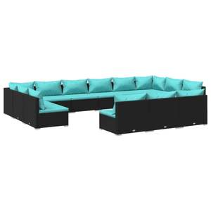 Conjunto de Muebles de Jardín de Ratán PE Negro con Acero con Recubrimiento en Polvo, Colección de Muebles Duraderos para Exteriores - Product Image 2