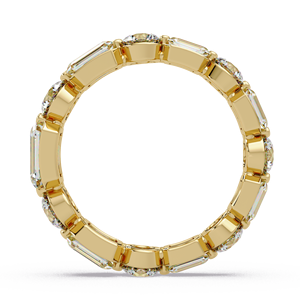 Custom 14K Pure Gold Bezel Emerald Cut Round Cut Lab Grown Diamond Eternity Band Wedding <b>Ring</b> Alternating Bridal Fine Jewelry - Product Image 4
