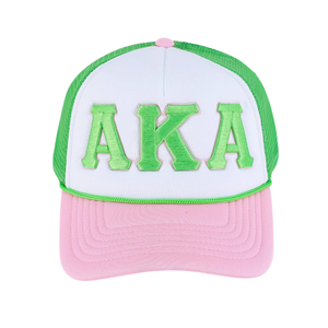 หมวกแก๊ป AKA Trucker สีเขียว ขาว ชมพู ปักตัวอักษร ตาข่าย หมวกเบสบอล ปรับขนาดได้ แฟชั่นลำลอง สำหรับผู้ชาย - Product Image 2