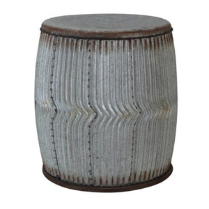 Trending Industrial Galvanized Metal Drum <b>Stool</b> With Wooden Lid <b>Storage</b> Ottoman Home Furniture Living Room Accent - Product Image 3