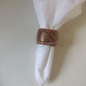 แหวนรองผ้าเช็ดปากไม้ทรงกลม 5 ซม. ลายอักษรย่อ C&S ของตกแต่งโต๊ะปาร์ตี้ สไตล์อเมริกัน ทนทาน งานฝีมือคิสวะห์ - Product Image 5