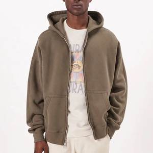 Sudadera con Capucha y Cremallera Extra Grande Personalizada para Hombre, de Forro Polar, Color Sólido, Corte Casual, Largo Regular, Material de Algodón, para Otoño - Product Image 3