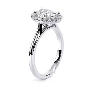 แหวนหมั้นเพชรทรงรี 1.5 กะรัต ทองคำขาว 10K ประดับเพชรแล็บโกรว์ ดีไซน์วงแหวนแบบ Halo ชุบโรเดียม หรูหรา เหมาะสำหรับงานแต่งงานและวันครบรอบ - Product Image 3