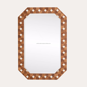 Cadre de miroir en bois de conception moderne fait à la main pour la décoration pour Diwali mariage ou fête de Bar Mitzvah - Product Image 3