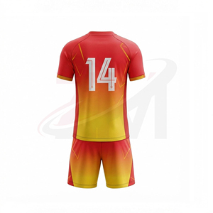 ชุดทีมฟุตบอลแบบกำหนดเอง เสื้อและกางเกงขาสั้นแบบซับลิเมชั่น คุณภาพสูง สำหรับการแข่งขันและฝึกซ้อม ชุดกีฬาขายส่ง - Product Image 4