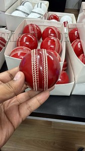 Wholesale Red Colors Premium Grade Leather Club Cricket <b>Ball</b> 156GM Match Quality Cricket <b>Balls</b> Custom Logo Direct Factory - Product Image 4