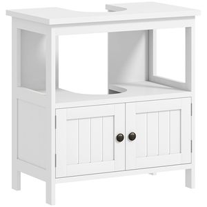 Mobiletto Sottolavabo Moderno a Doppia Anta in Legno Massello Bianco con Design Mediterraneo per Hotel - Product Image 1