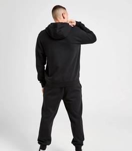 Ensemble de survêtement pour homme, sweat-shirt à capuche zippé noir en polaire, couleur unie, décontracté, pour l'automne - Product Image 2