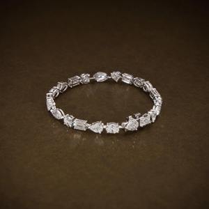 Moissanite Tennis Bracelet Sterling Silver Multi Shape Sparkling Statement Bridal Anniversary <b>Gift</b> - Product Image 1