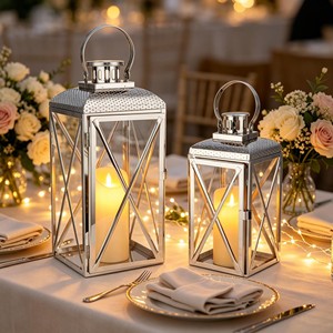 Lanterne artisanale en acajou avec verre de cristal |   Lanterne décorative en bois de luxe en gros - Product Image 2