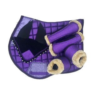 Ensemble de tapis de selle scintillants assortis pour l'équitation, best-seller, avec bottes d'équitation et tapis de selle de couleur personnalisée - Product Image 1