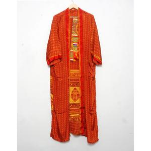 Silk Patchwork Kimono Robe Light Weight Colorful Silk <b>Cardigan</b> Bohemian Floral Print Patches Bathrobe For Women's - Product Image 5