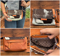 Tas selempang kulit sapi asli, dompet bahu Flap gaya mewah serbaguna mode wanita 2025