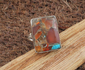 Bague Solitaire Classique Bohème Faite à la Main en Argent Sterling 925 avec Turquoise Taille Brillant Sertie Clos, Certifiée pour Mariage et Fêtes - Product Image 3