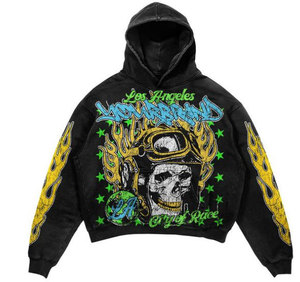 Sudadera con Capucha Gráfica Y2K de Alta Calidad para Hombre, Personalizada, Oversize, con Estampado DTG, Efecto Desgastado y Rasgado, 100% Algodón Ecológico, Estilo Urbano - Product Image 5