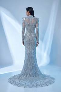 Elegante Vestido Formal Árabe de Sirena, Vestido de Noche con Lentejuelas, Cuello Alto y Mangas Largas para Mujeres Musulmanas, Ideal para Bodas - Product Image 2