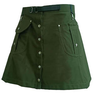 กระโปรงผ้าฝ้ายสีเขียวมะกอกทำมือสไตล์ไฮแลนด์เบลนด์สำหรับผู้หญิง แฟชั่นอเนกประสงค์ ปี 2026 - Product Image 5