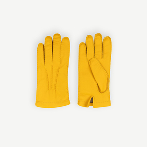 Gants thermiques en cuir jaune pour écran tactile, longueur poignet, non doublés, respirants, pour l'extérieur, les voyages, les fêtes, l'hiver et le quotidien - Product Image 1
