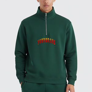 เสื้อสเวตเชิ้ตคอตตอนเฟรนช์เทอร์รี่แบบซิป ¼ ตัว OEM ODM ทรงโอเวอร์ไซส์ ไหล่ตก สไตล์สตรีทแวร์ลำลองสำหรับผู้ชาย คอสูง - Product Image 1
