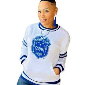 เสื้อสเวตเชิ้ตคอกลม Zeta Phi Beta สีขาว ปักลายเชนิลล์ เสื้อผ้าชมรมพี่น้องชาวกรีก สำหรับทุกเพศ ผลิตจากผ้าฝ้ายพรีเมียม - Product Image 6