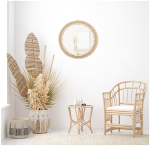 Vietnam Modern Grass Floral Round <b>Mirror</b> Handmade Wall Decor - Product Image 5