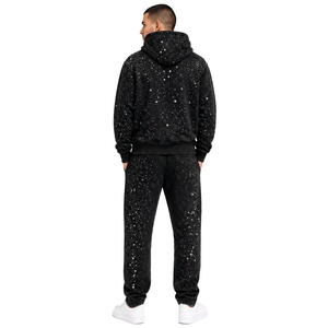 Ensemble de sweats à capuche zippés pour hommes, coupe ample, style Y2K, vintage, délavé, avec broderie chenille et strass, vente en gros personnalisée - Product Image 4