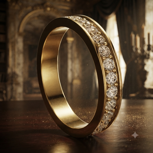 Anillo de Eternidad Clásico con Diamantes Brillantes Redondos en Oro Amarillo, Anillo de Boda Unisex, Joyería Fina - Product Image 1