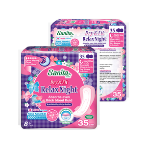 Compresa sanitaria de algodón de bambú superabsorbente OEM 35cm ala nocturna desechable 8 Uds paquete seco cómodo Excel relajante noche - Product Image 3